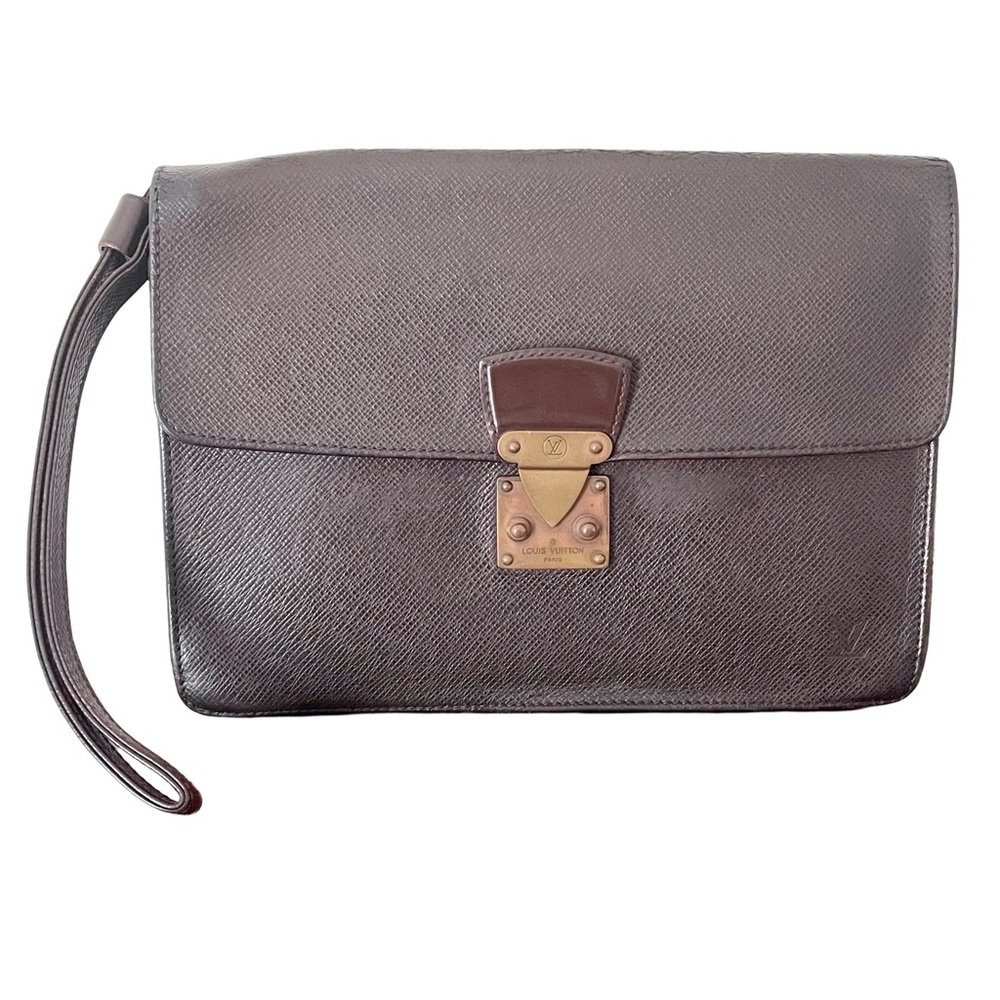 Louis Vuitton burgundy taiga leather Kourad wristlet clutch bag vintage